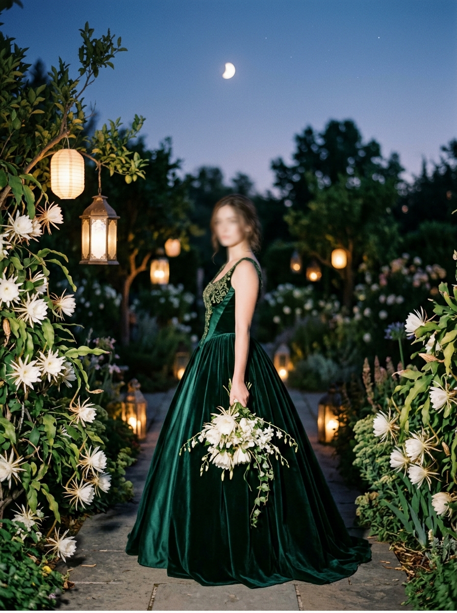 Renata en el jardín nocturno